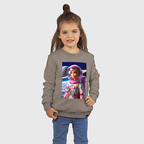 Детский свитшот Барби - крутой космонавт / Утренний латте – фото 3