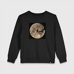 Свитшот хлопковый детский Кот смотрит на луну, цвет: черный