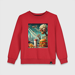 Свитшот хлопковый детский The negative effects of eating fast food, цвет: красный