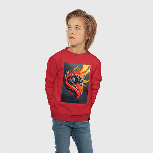 Детский свитшот Пантера в огненном вихре / Красный – фото 4