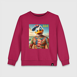 Свитшот хлопковый детский Donald Duck Trump - meme, цвет: маджента