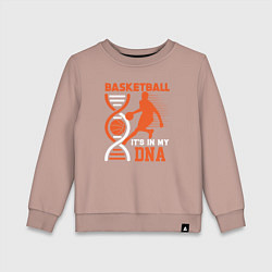 Свитшот хлопковый детский Баскетбол у меня в днк, цвет: пыльно-розовый