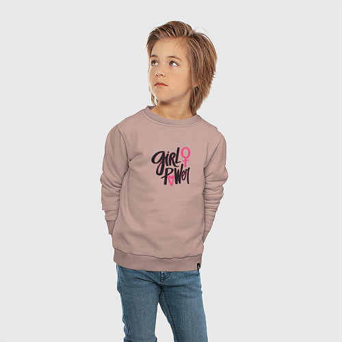 Детский свитшот Girl power black and pink / Пыльно-розовый – фото 4