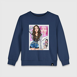 Свитшот хлопковый детский Blackpink - Jisoo, цвет: тёмно-синий