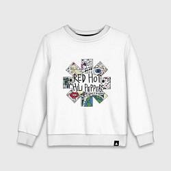 Свитшот хлопковый детский RHCP - logo with songs, цвет: белый