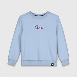 Свитшот хлопковый детский Оля в сердечке, цвет: мягкое небо