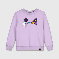 Свитшот хлопковый детский Космический свет фонарика, цвет: лаванда