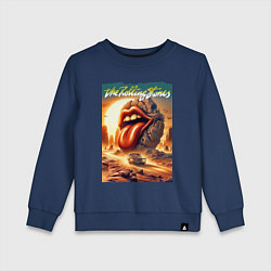 Свитшот хлопковый детский Rolling Stones - stylization of the logo, цвет: тёмно-синий