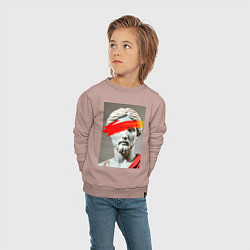 Свитшот хлопковый детский Античная статуя с красным штрихом, цвет: пыльно-розовый — фото 2