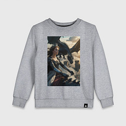 Свитшот хлопковый детский Королева летит на драконе, цвет: меланж