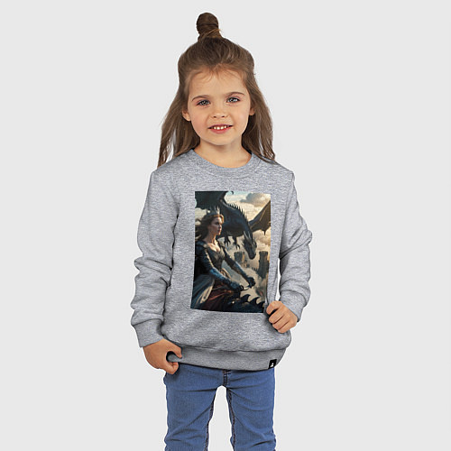 Детский свитшот Королева летит на драконе / Меланж – фото 3