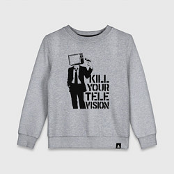 Свитшот хлопковый детский Убей свой телевизор, цвет: меланж