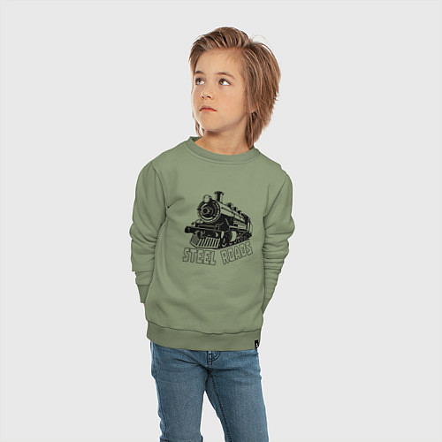 Детский свитшот Паровоз в перспективе / Авокадо – фото 4