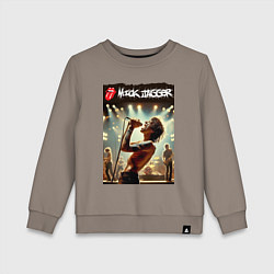 Свитшот хлопковый детский Мик Джагер - Роллинг Стоунз, цвет: утренний латте