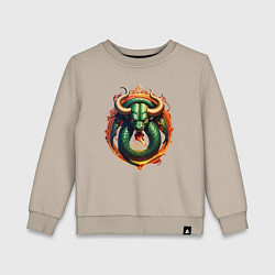 Свитшот хлопковый детский Телец в тени змеи, цвет: миндальный