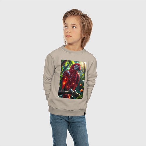 Детский свитшот Попугай из драгоценных камней / Миндальный – фото 4