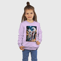 Свитшот хлопковый детский Белоснежная лиса лунной ночью, цвет: лаванда — фото 2
