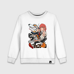 Свитшот хлопковый детский Человек-бензопила Денджи Аки Пауэр Макима, цвет: белый