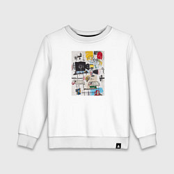 Свитшот хлопковый детский Бараны на съемочной площадке в стиле Баския, цвет: белый