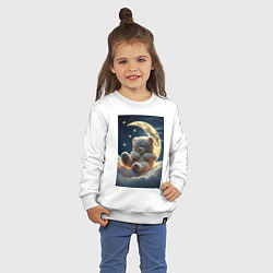 Свитшот хлопковый детский Плюшевый мишка сидит на Луне, цвет: белый — фото 2