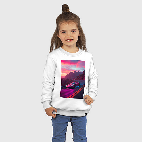 Детский свитшот Суперкар едет по серпантину / Белый – фото 3