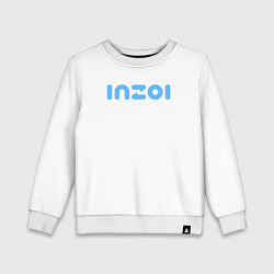 Свитшот хлопковый детский Inzoi голубой логотип, цвет: белый