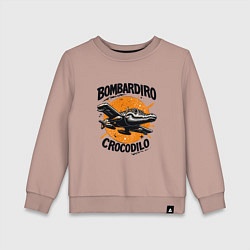 Свитшот хлопковый детский Бомбардиро крокодило и солнце, цвет: пыльно-розовый