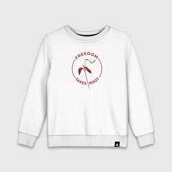 Свитшот хлопковый детский Freedom takes roots - Рассказ служанки, цвет: белый