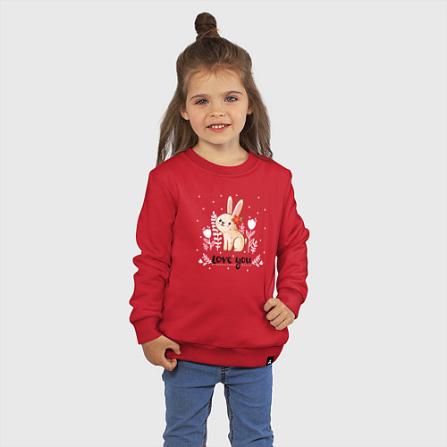 Детский свитшот Love you bunny / Красный – фото 3