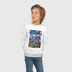 Свитшот хлопковый детский Mass effect and Minecraft - ai art collaboration, цвет: белый — фото 2