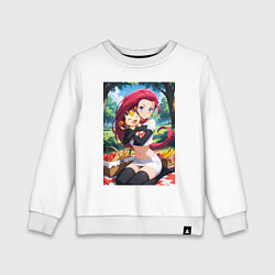 Свитшот хлопковый детский Джесси и Мяут на пикнике, цвет: белый