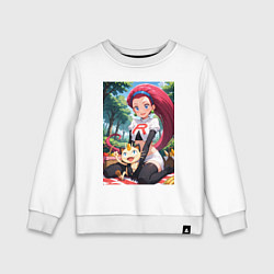 Свитшот хлопковый детский Джесси и Мяут на пикнике, цвет: белый