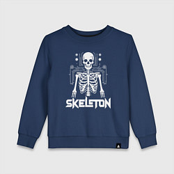 Свитшот хлопковый детский Скелет в схемах, цвет: тёмно-синий