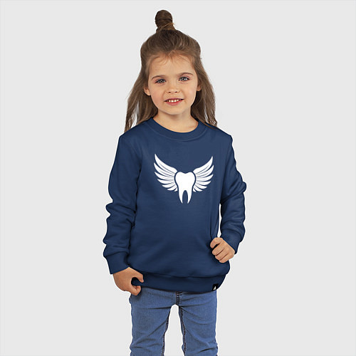 Детский свитшот Зуб с крыльями / Тёмно-синий – фото 3