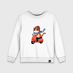 Детский свитшот Кот в шапке на скутере