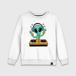 Свитшот хлопковый детский Диджей инопланетянин, цвет: белый
