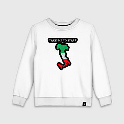Свитшот хлопковый детский Возьми меня в Италию, цвет: белый