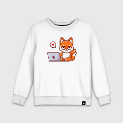 Свитшот хлопковый детский Лисичка с ноутбуком, цвет: белый