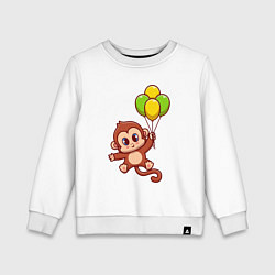 Свитшот хлопковый детский Обезьянка с шариками, цвет: белый