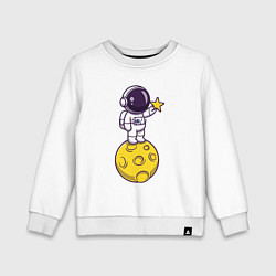 Свитшот хлопковый детский Космонавт со звездой, цвет: белый