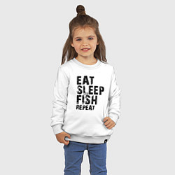 Свитшот хлопковый детский Eat sleep fish, цвет: белый — фото 2