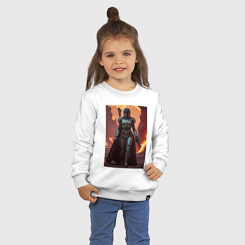 Детский свитшот Девушка-Мандалорец в броне / Белый – фото 3