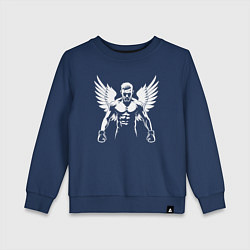 Свитшот хлопковый детский Конор Макгрегор с крыльями, цвет: тёмно-синий