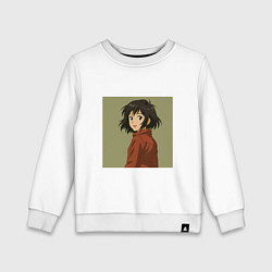 Свитшот хлопковый детский Аниме девушка - милая брюнетка с каре, цвет: белый