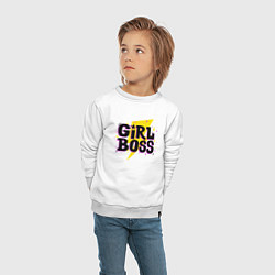 Свитшот хлопковый детский Girl boss, цвет: белый — фото 2