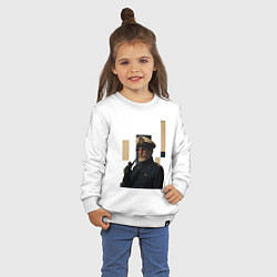 Свитшот хлопковый детский Мужчина капитан с трубкой поп-арт ретро 1970-е, цвет: белый — фото 2