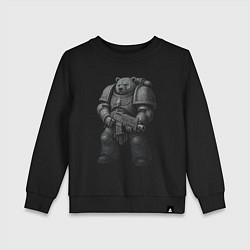 Свитшот хлопковый детский Мишка космодесантник, цвет: черный
