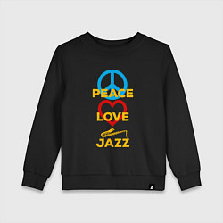 Свитшот хлопковый детский Peace love jazz, цвет: черный