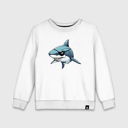 Свитшот хлопковый детский Акула в пиратской повязке, цвет: белый