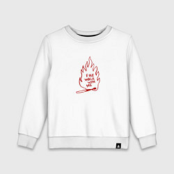 Свитшот хлопковый детский Fire Walk With Me, цвет: белый